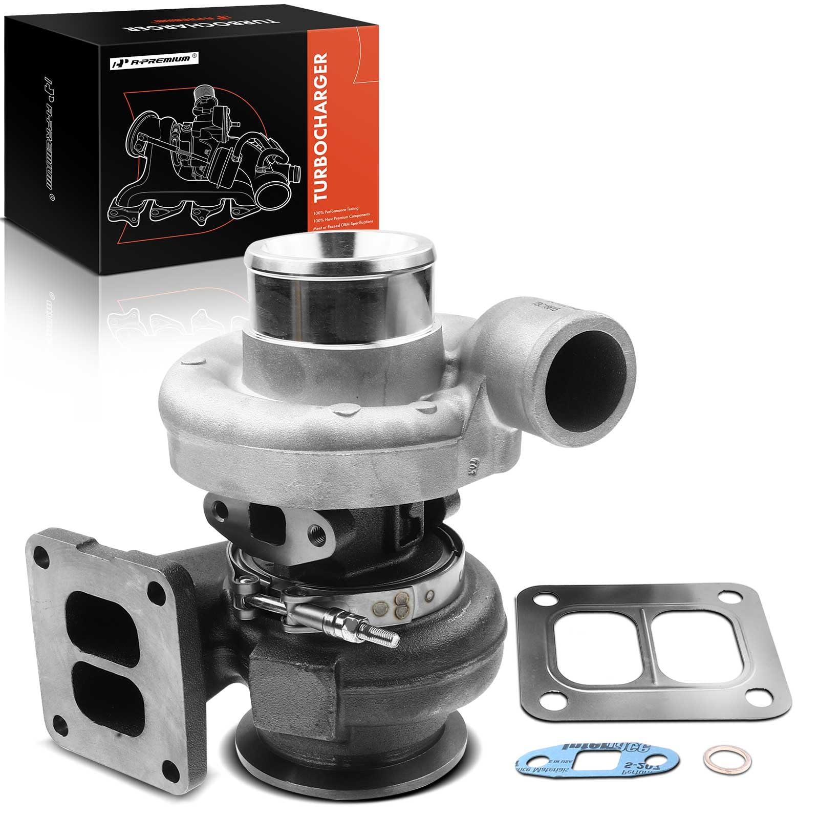 Aftermarket turbocharger kit with gaskets and hardware