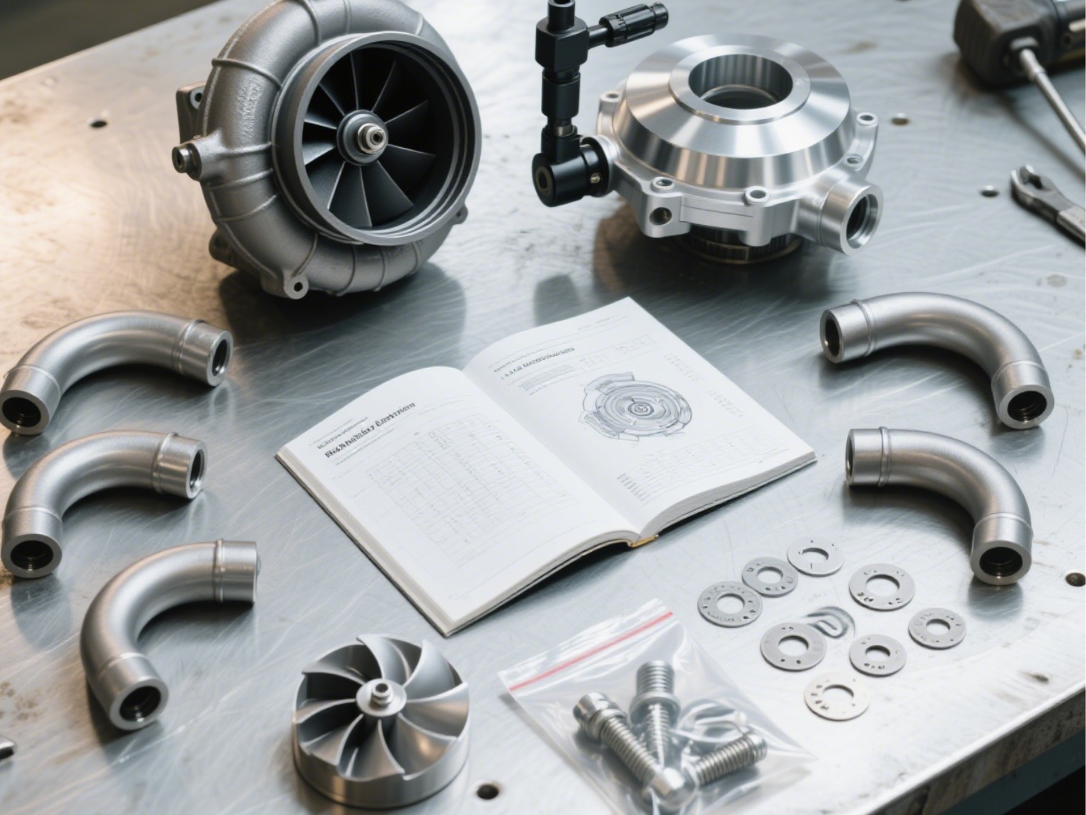 Various turbo components from aftermarket suppliers and manufacturers