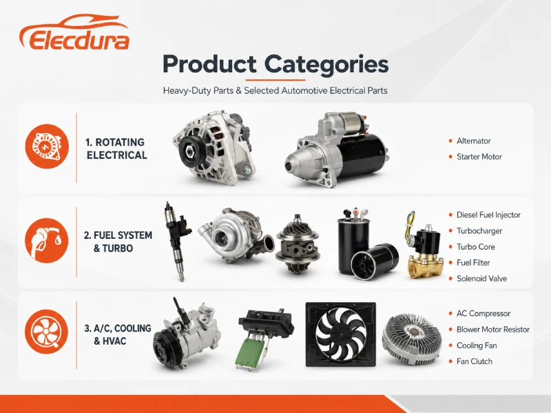 Elecdura new arrival product categories for heavy-duty and automotive electrical parts