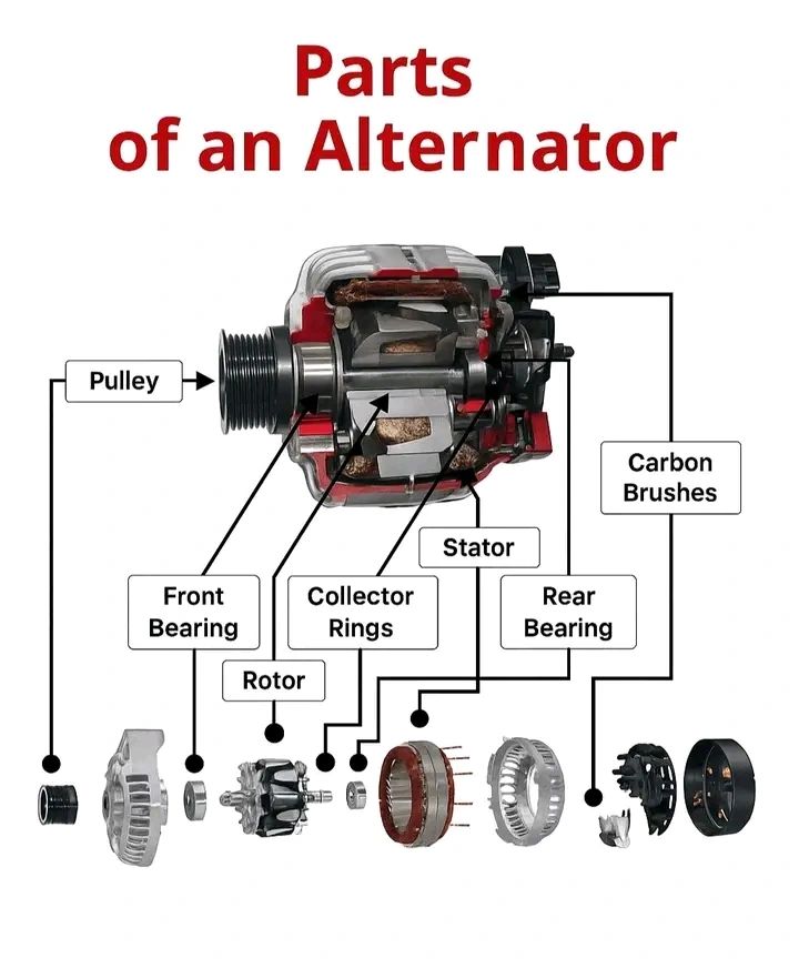 Exploded commercial alternator view for B2B sourcing