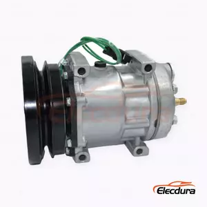 7H15 24V A1 Heavy-Duty A/C Compressor for Caterpillar long-ear angled-port single-A version