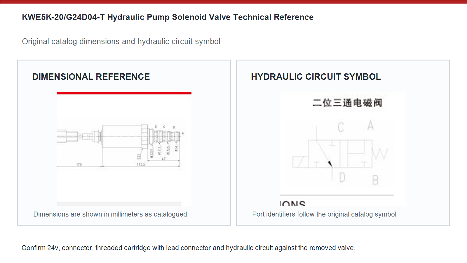 KWE5K-20/G24D04-T Kato hydraulic pump solenoid valve dimensions and hydraulic circuit diagram