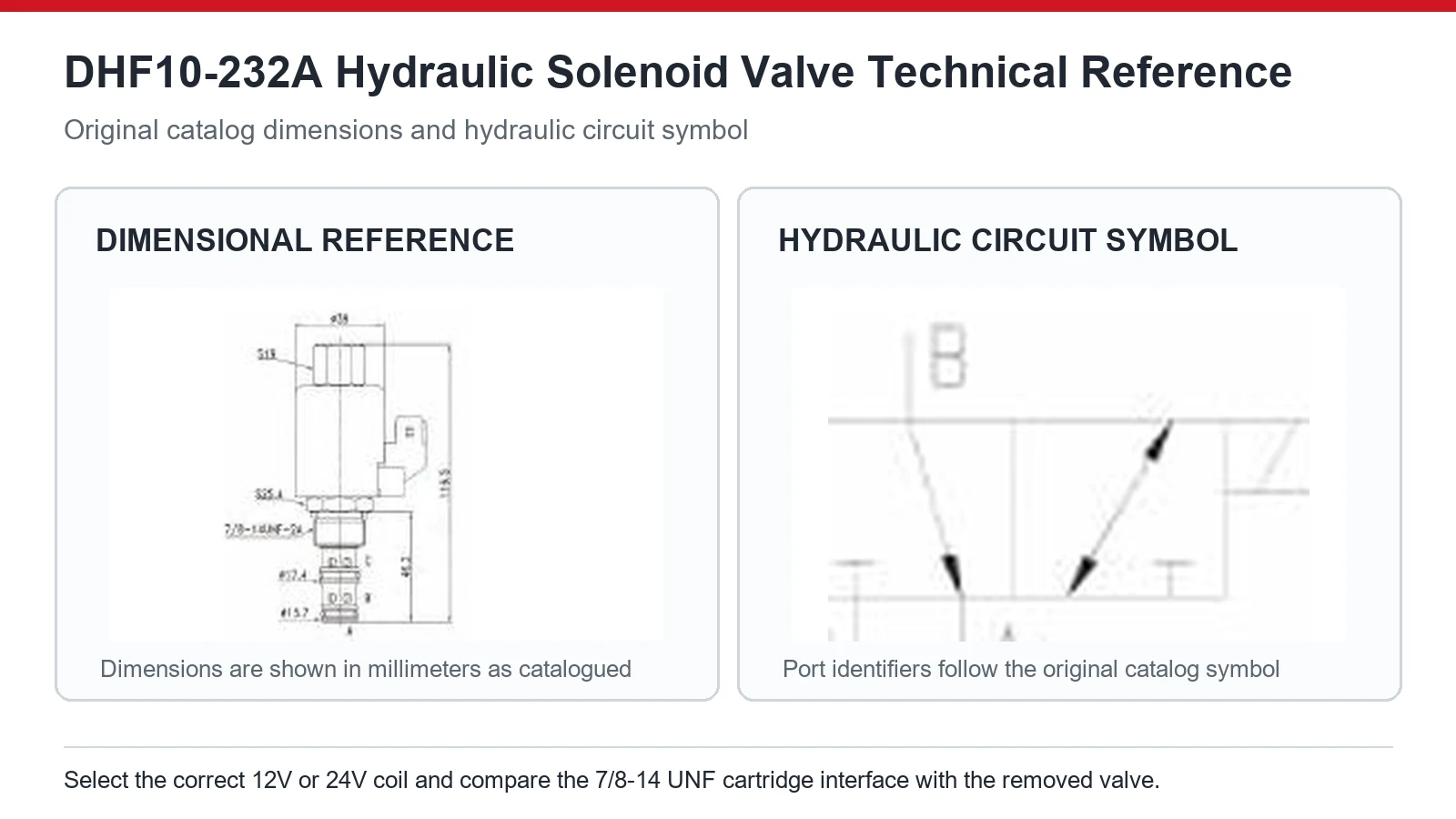 DHF10-232A JCB hydraulic solenoid valve dimensions and circuit diagram