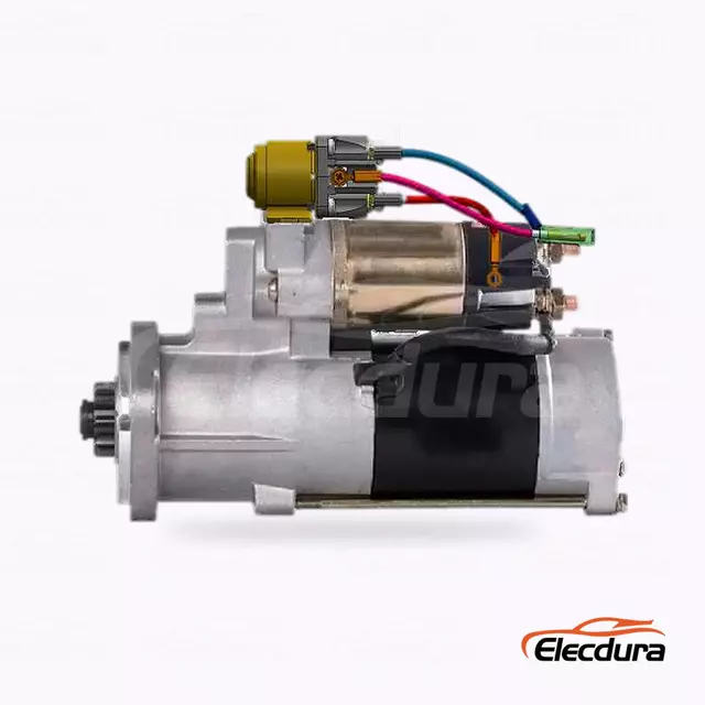 10875 Mitsubishi S6K Caterpillar starter motor side profile with insulated leads