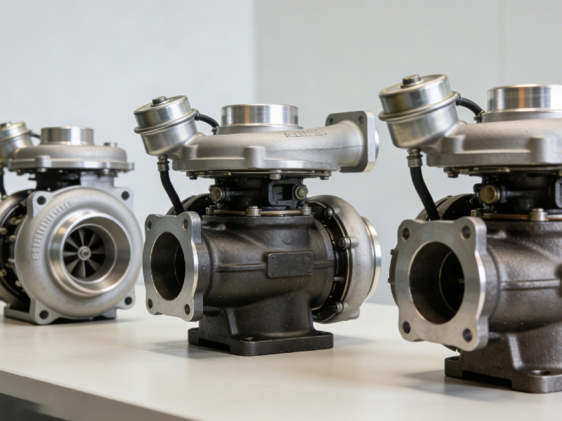 Several turbochargers displayed for B2B product comparison