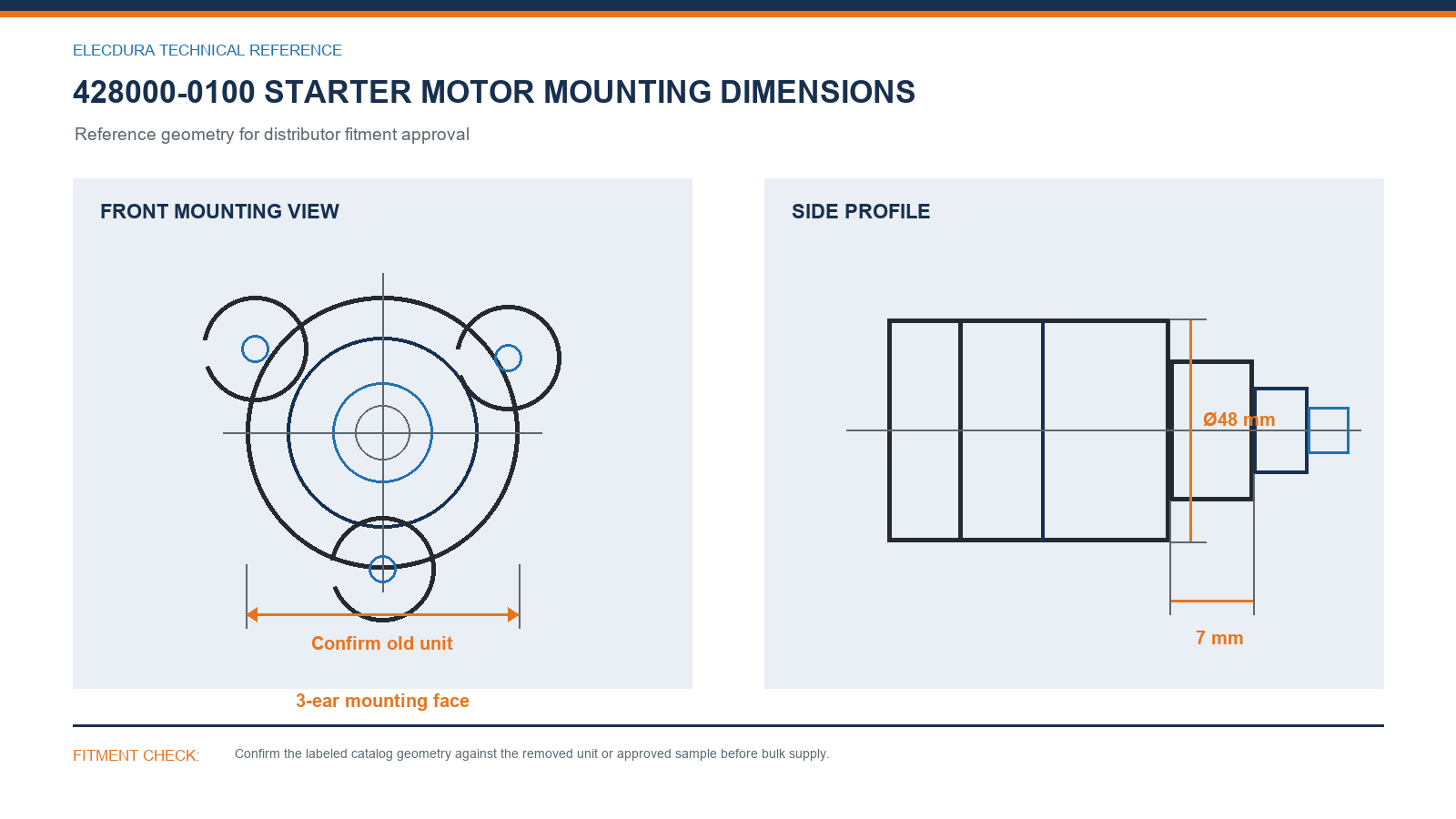 428000-0100 Dodge starter motor mounting and drive-end technical reference