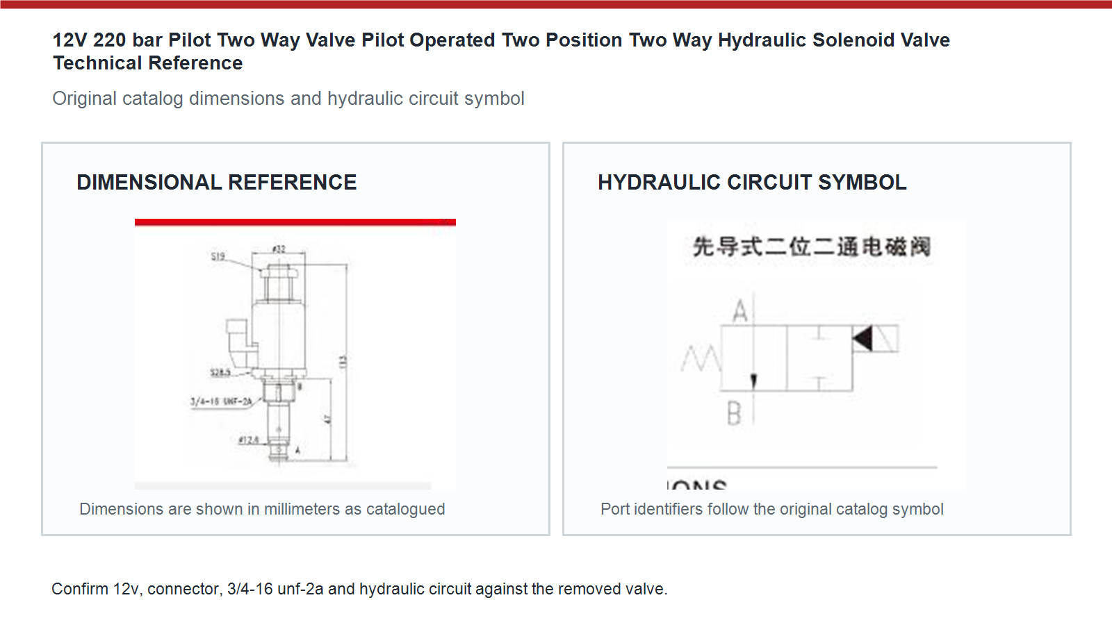 12V Pilot Operated Two Position Two Way Hydraulic Solenoid Valve Universal pilot operated two position two way hydraulic solenoid valve dimensions and hydraulic circuit diagram