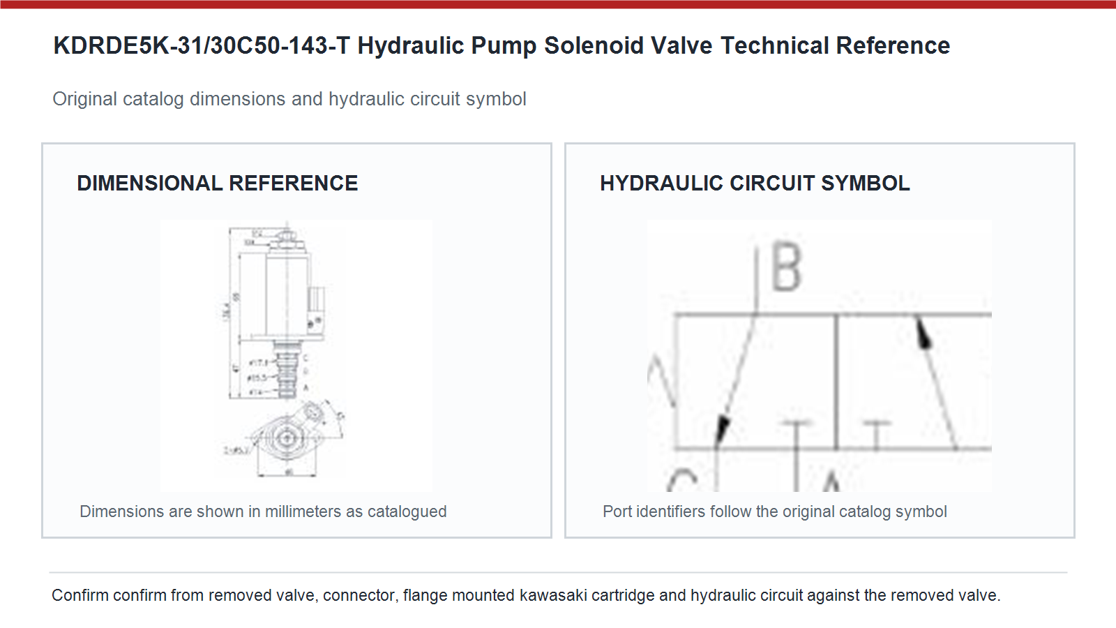 KDRDE5K-31/30C50-143-T Sany hydraulic pump solenoid valve dimensions and hydraulic circuit diagram