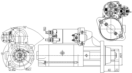 2838A 7,6kW dimensionerad monterings- och anslutningsritning