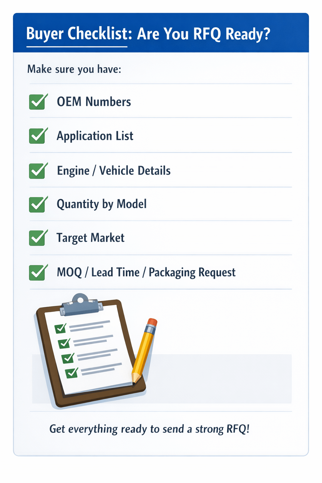 Heavy-duty turbocharger RFQ buyer checklist infographic