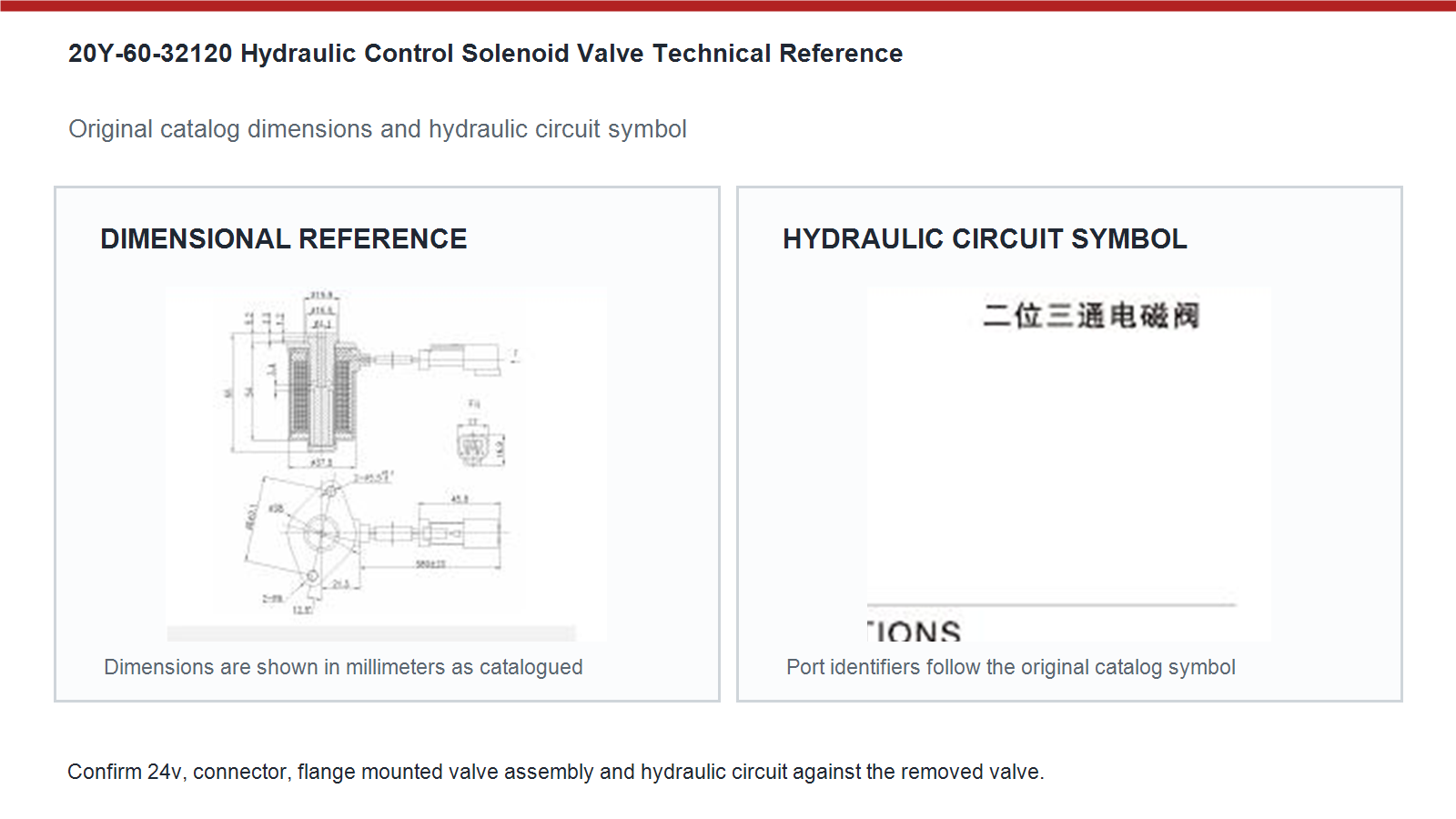 20Y-60-32120 Komatsu hydraulic control solenoid valve dimensions and hydraulic circuit diagram