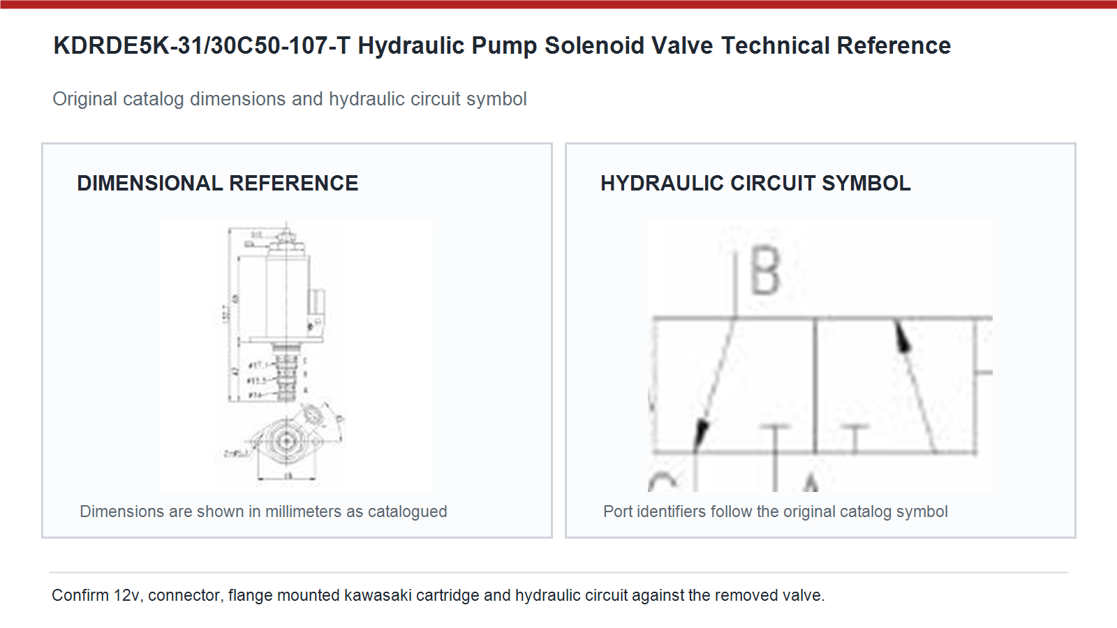 KDRDE5K-31/30C50-107-T Kobelco hydraulic pump solenoid valve dimensions and hydraulic circuit diagram