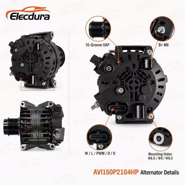 AVI150P2104HP 24V 180A alternator with 10-groove OAP pulley for Scania
