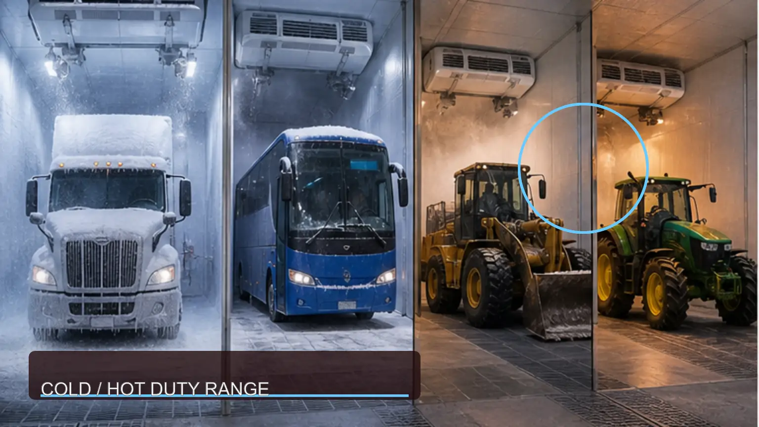 Heavy-duty A/C compressor applications evaluated across cold and hot climate duty