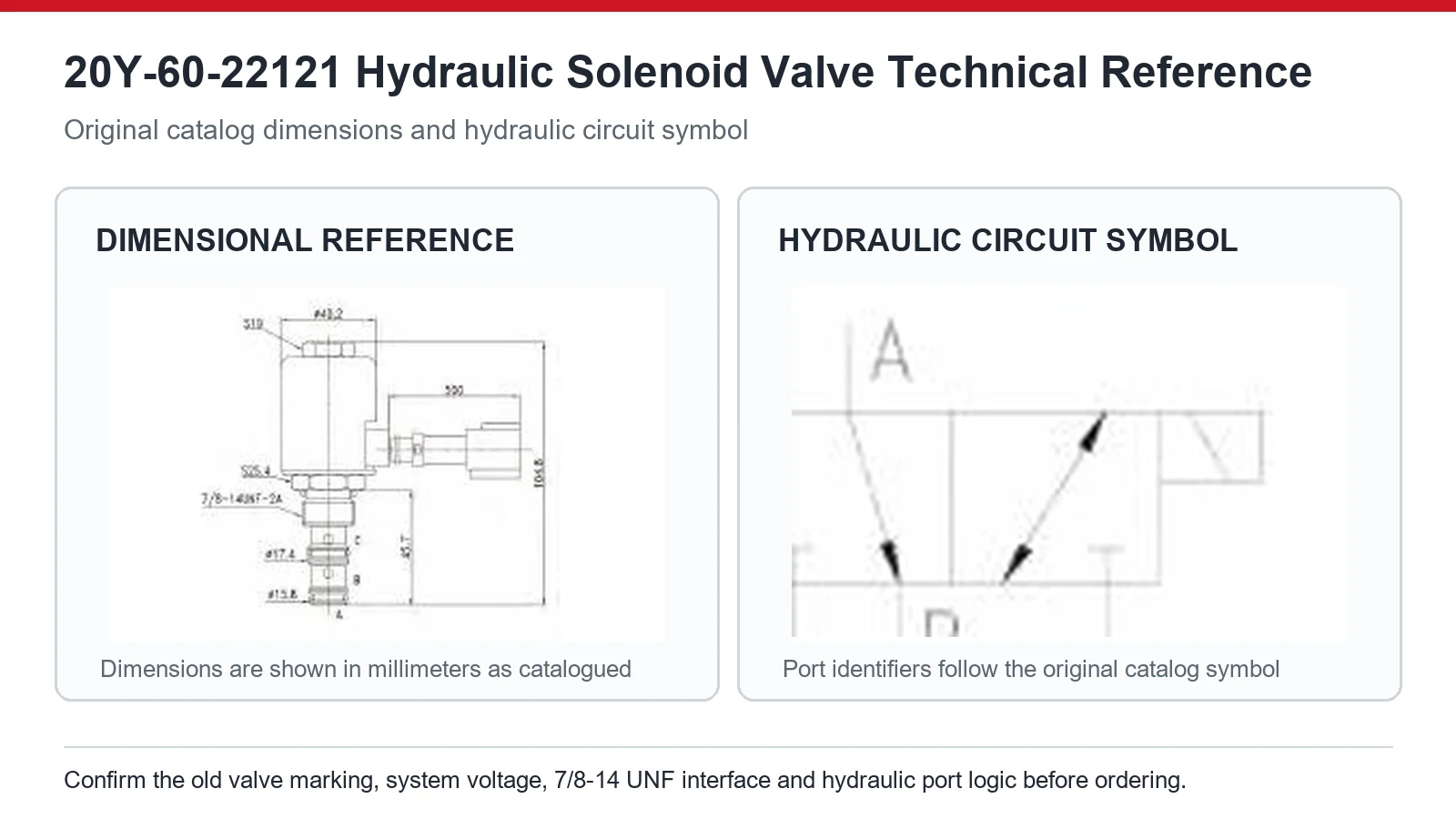 20Y-60-22121 Komatsu hydraulic solenoid valve dimensions and circuit diagram