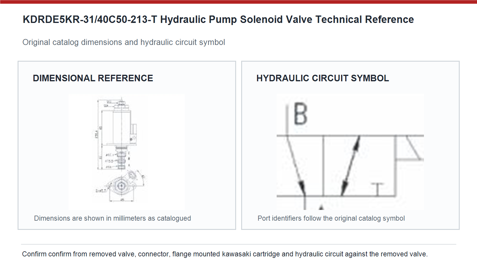 KDRDE5KR-31/40C50-213-T Kobelco hydraulic pump solenoid valve dimensions and hydraulic circuit diagram