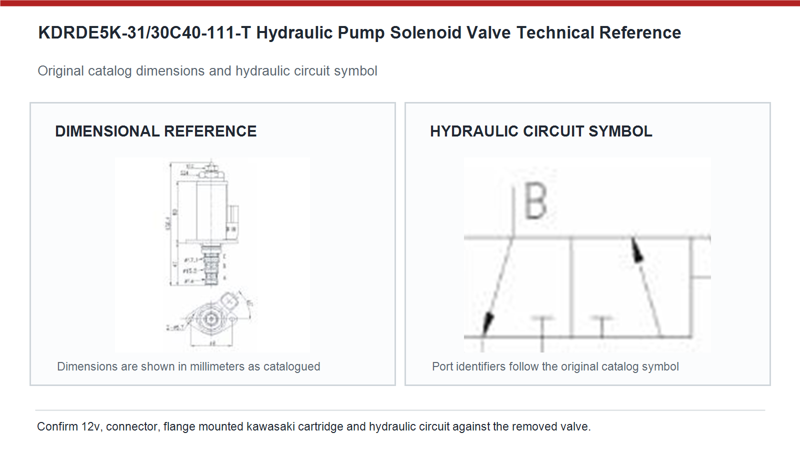 KDRDE5K-31/30C40-111-T Kobelco hydraulic pump solenoid valve dimensions and hydraulic circuit diagram
