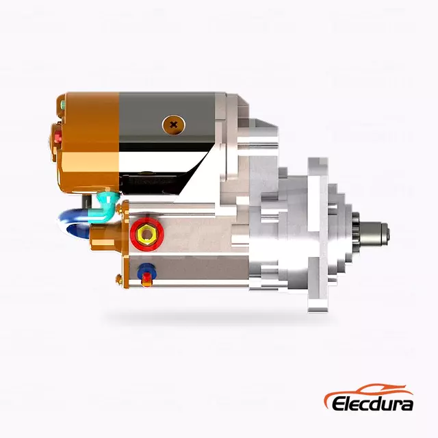 028000-5000 Kubota V4000 Starter Motor Wholesale Replacement, Complete Side View