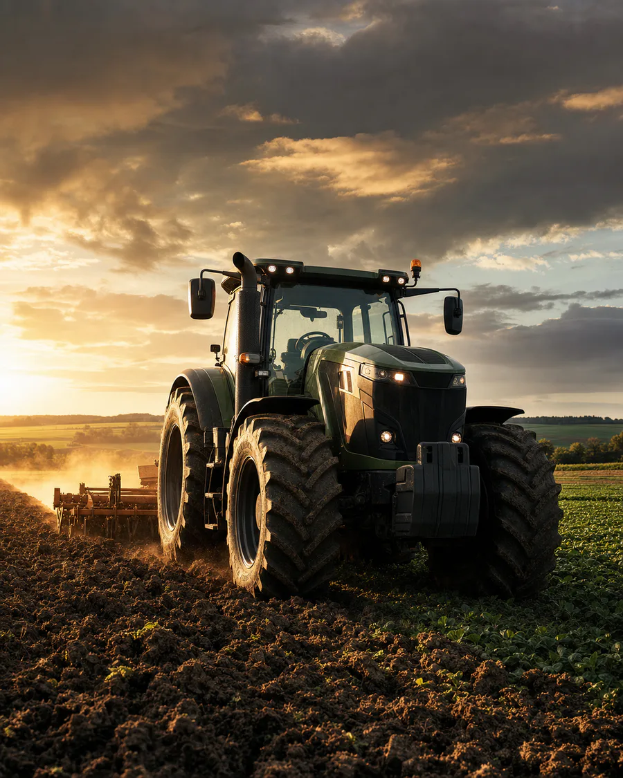 Agricultural tractor representing diesel turbo core applications