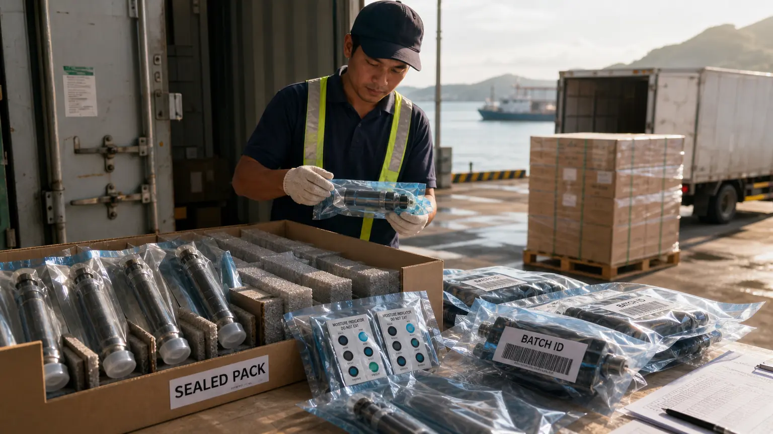 Moisture-protected injector packaging prepared for Philippine inter-island distribution