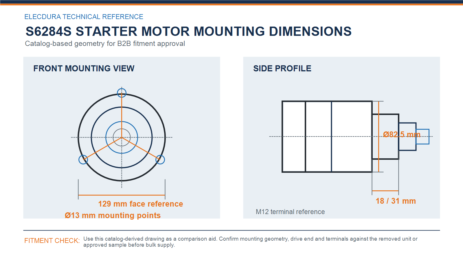 S6284S starter motor mounting dimensions for Toyota 1KD-FTV diesel applications wholesale fitment