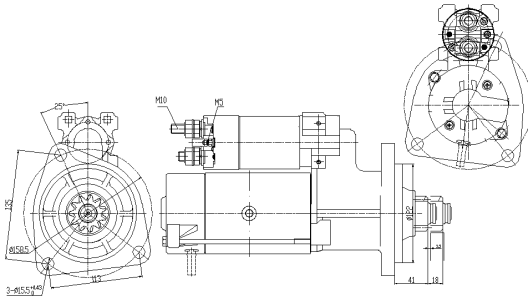 2900RD 8.5kW dimensioned mounting and connection drawing