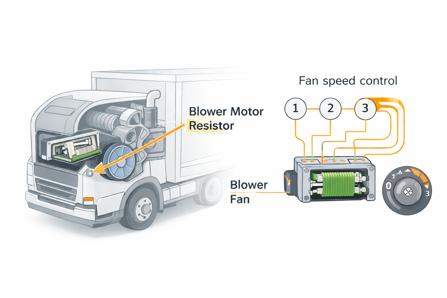 Heavy-duty blower resistor location diagram for distributors
