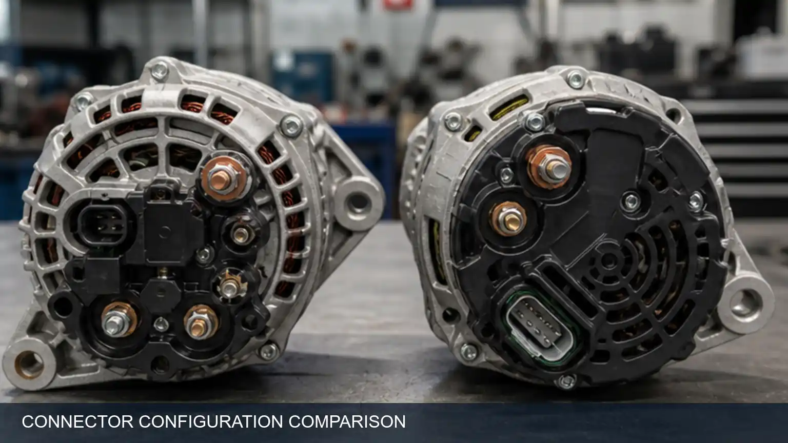 Comparison of heavy-duty alternator connector configurations for replacement matching