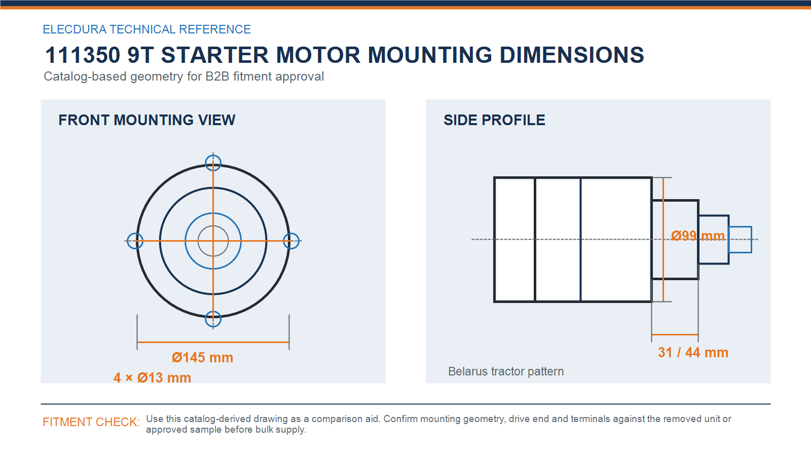 111350 starter motor mounting dimensions for Belarus tractor applications wholesale fitment