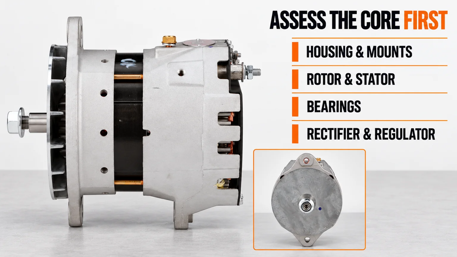 External and internal categories for alternator core assessment.
