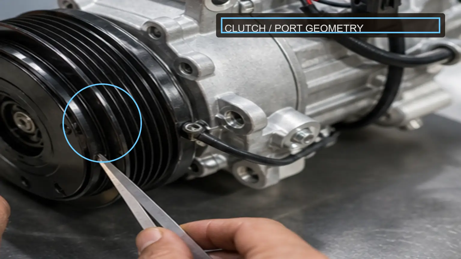 Heavy-duty A/C compressor undergoing a controlled heavy-duty functional test before supplier approval in India