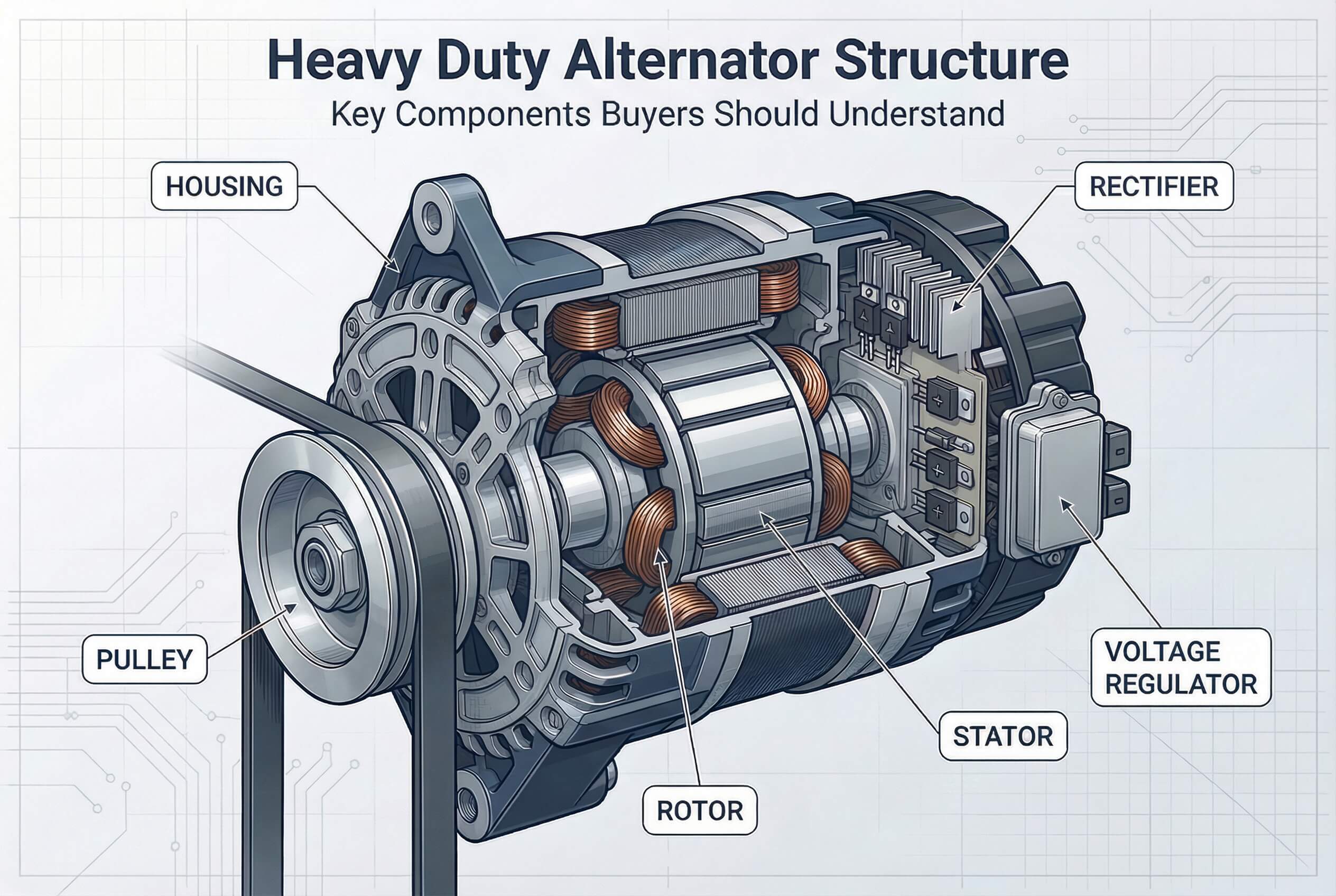 Heavy Duty Alternator Structure