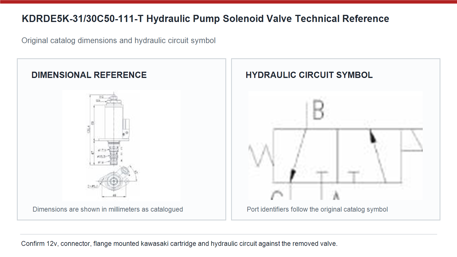 KDRDE5K-31/30C50-111-T Kobelco hydraulic pump solenoid valve dimensions and hydraulic circuit diagram