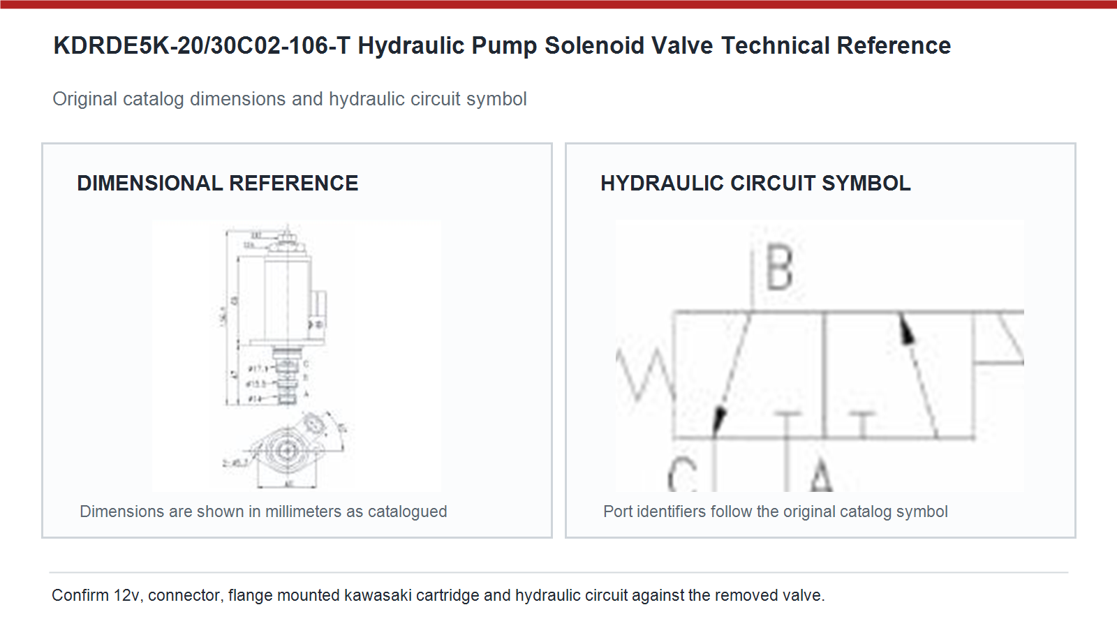 KDRDE5K-20/30C02-106-T Kobelco hydraulic pump solenoid valve dimensions and hydraulic circuit diagram