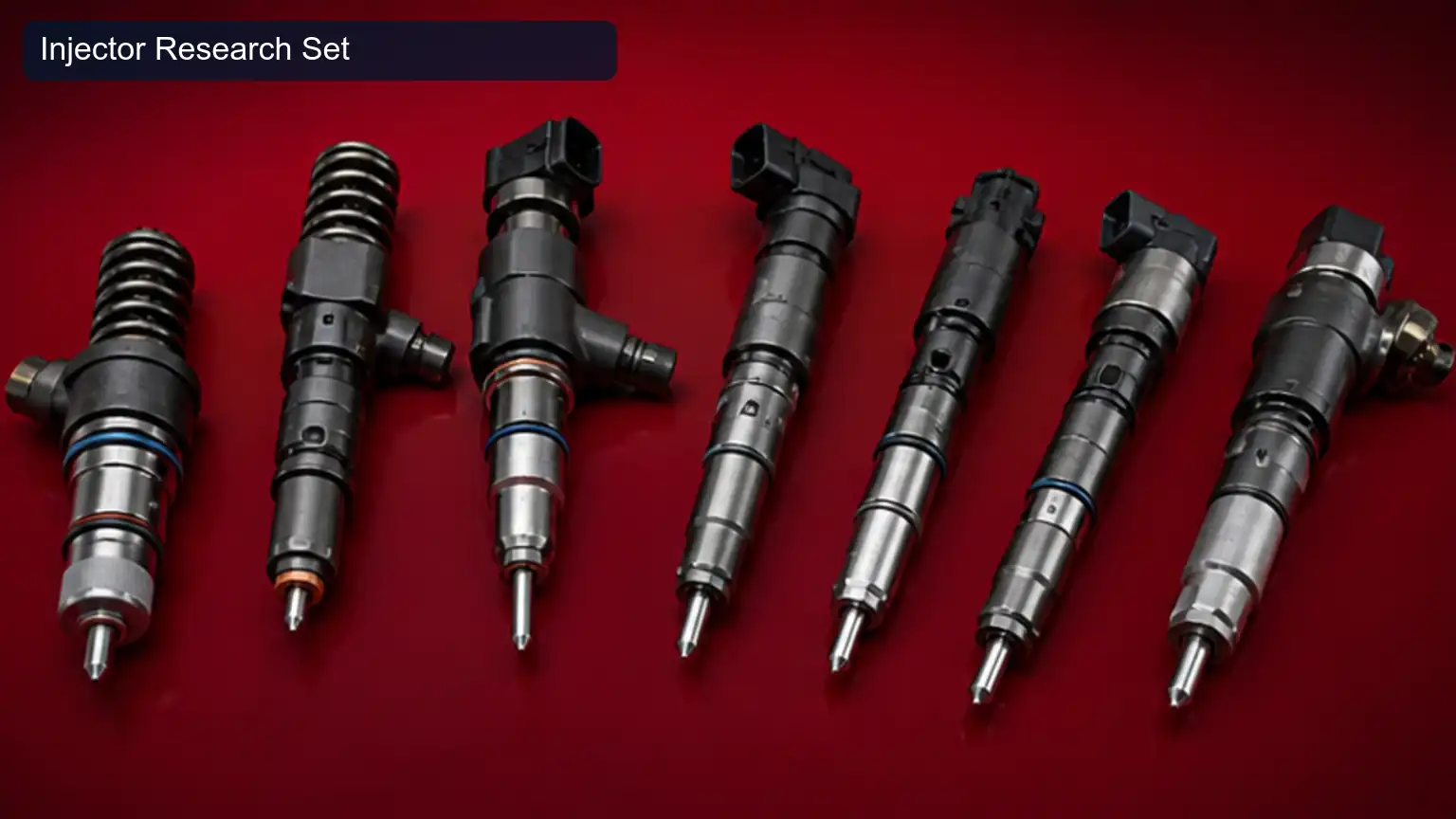 Injector Research Set for Top 20 Heavy-Duty Fuel Injector Manufacturers in Spain, shown as a photorealistic heavy-duty technical inspection view