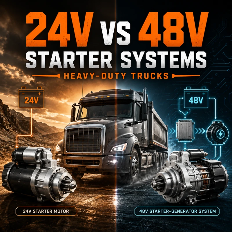24V vs 48V Starter Systems for Heavy-Duty Truck Buyers.webp