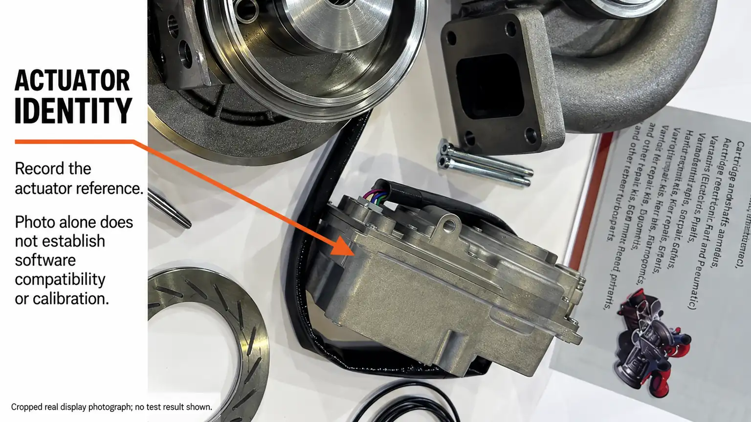 Actuator detail from a real component display with an orange identity callout