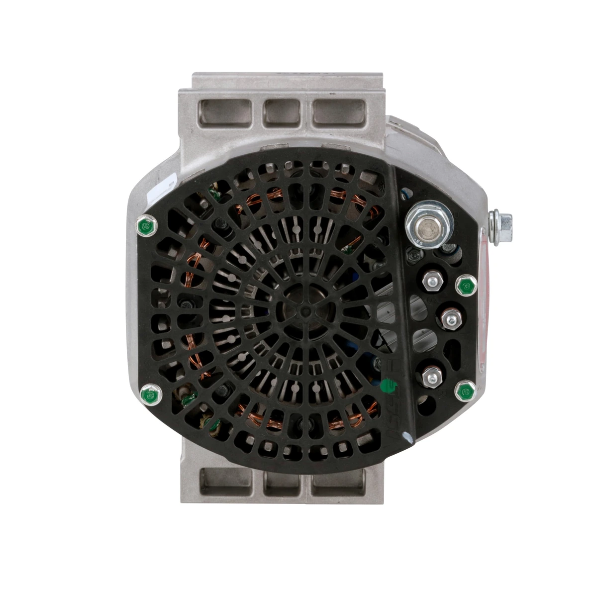 Alternator rear housing with several electrical connections whose functions require matching documentation