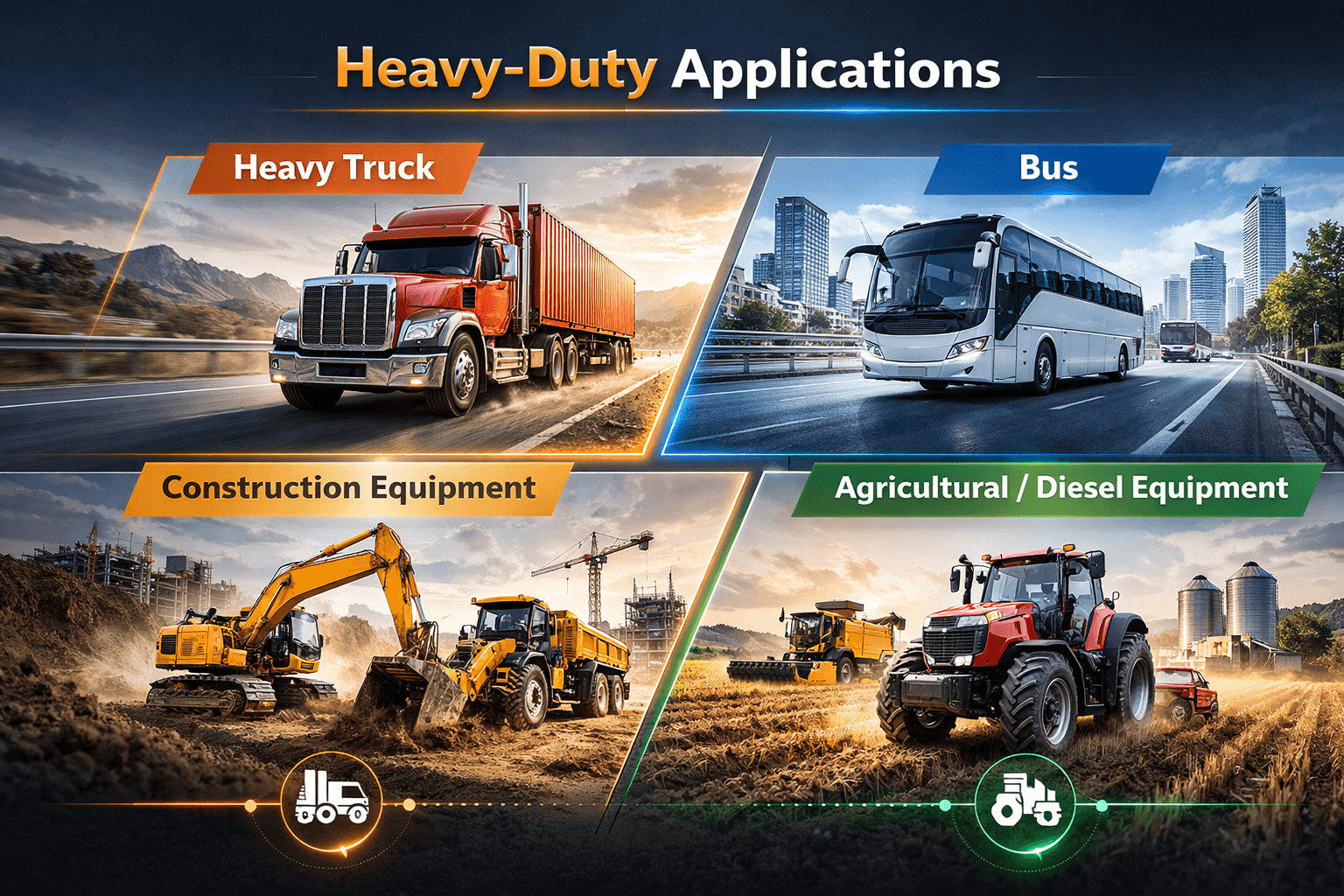Heavy-duty turbocharger application scenarios