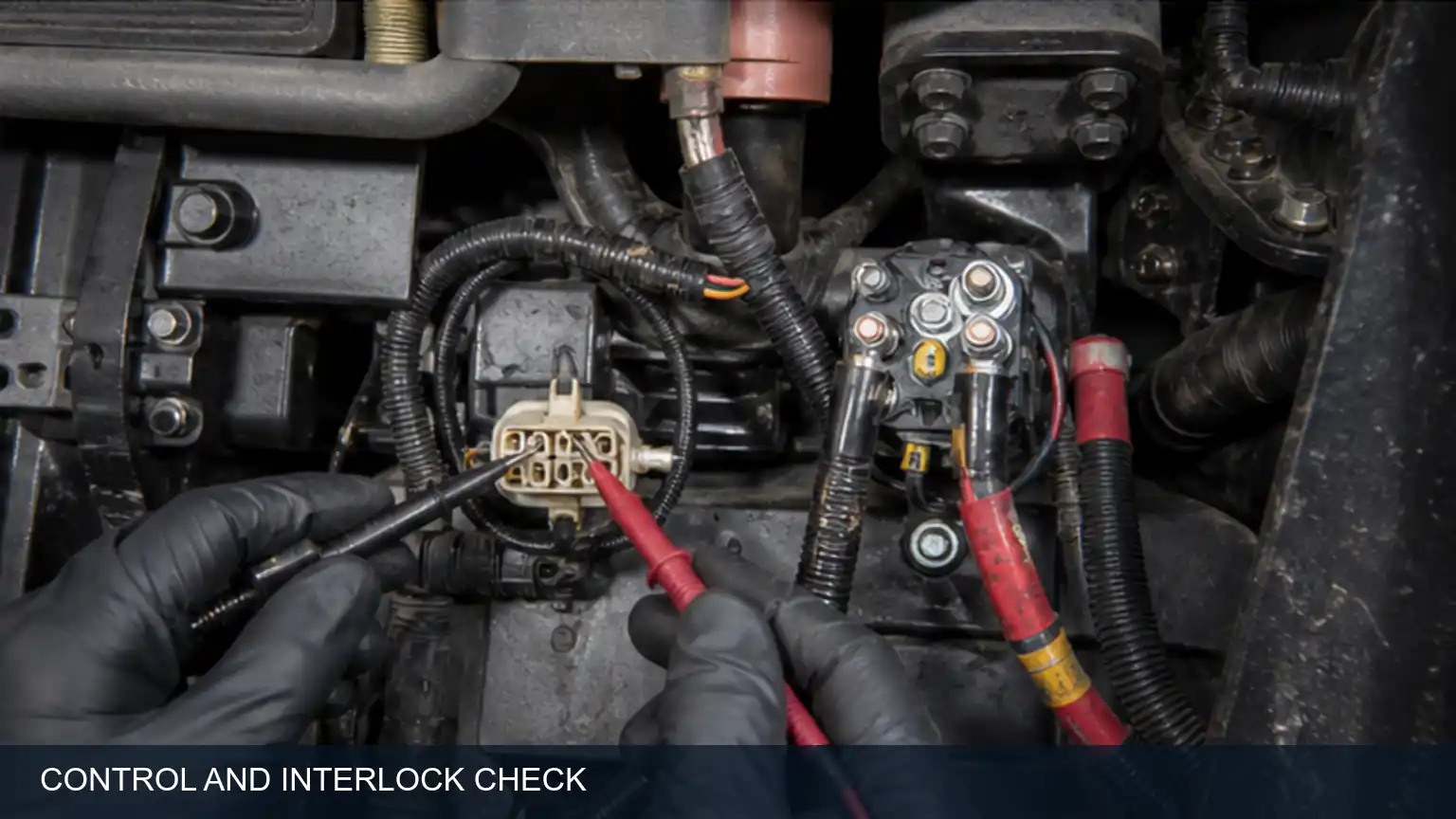 Heavy-duty truck neutral-safety and starter-control interlock test using live electrical measurements