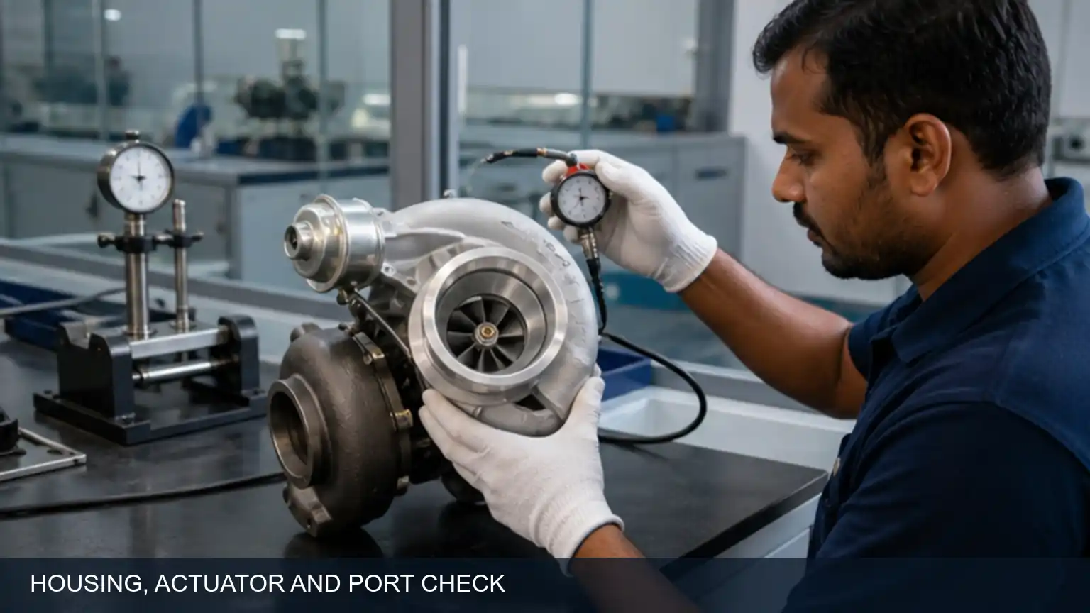 Turbocharger housing, actuator and port-interface inspection for application matching