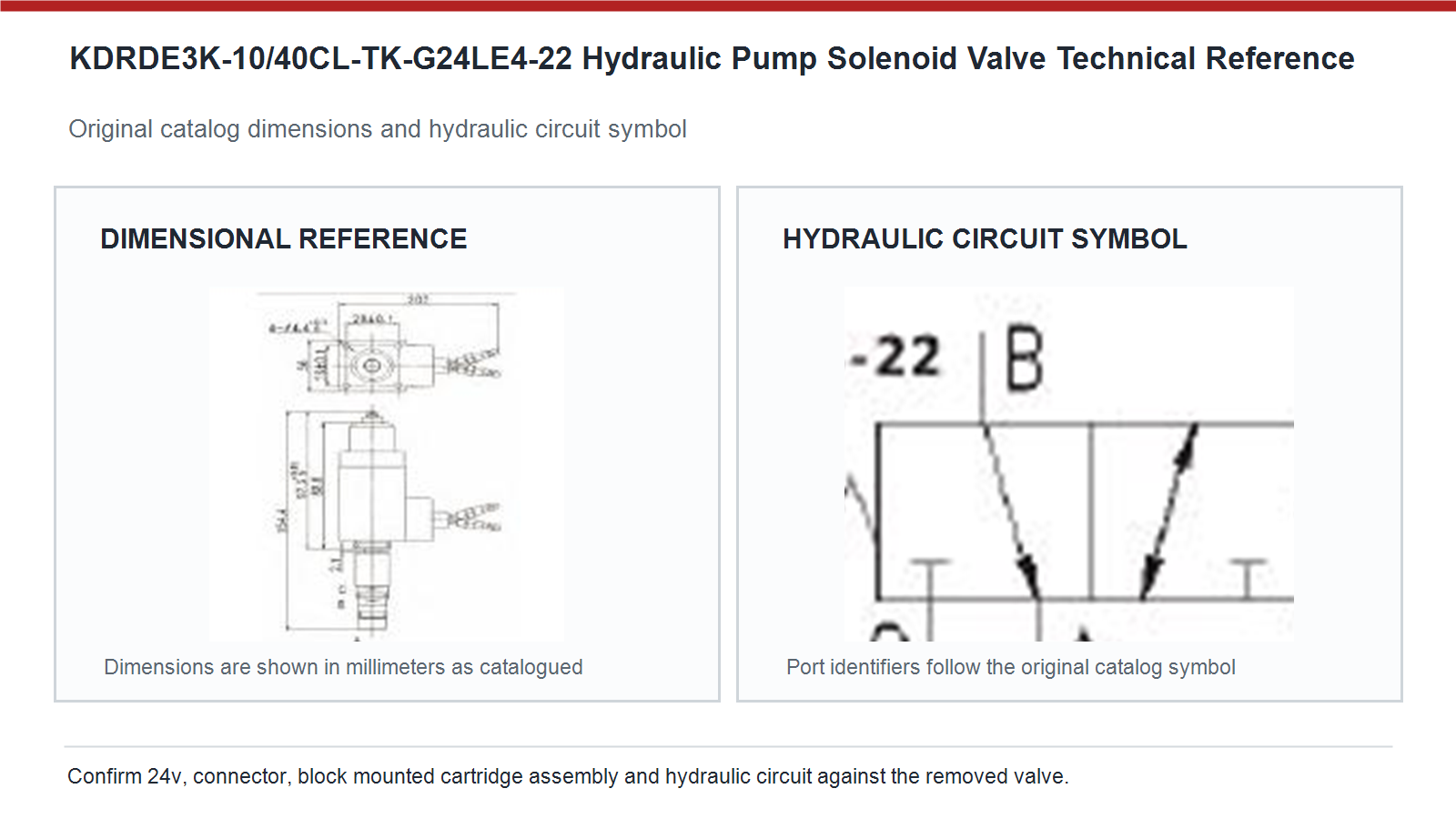 KDRDE3K-10/40CL-TK-G24LE4-22 Kobelco hydraulic pump solenoid valve dimensions and hydraulic circuit diagram