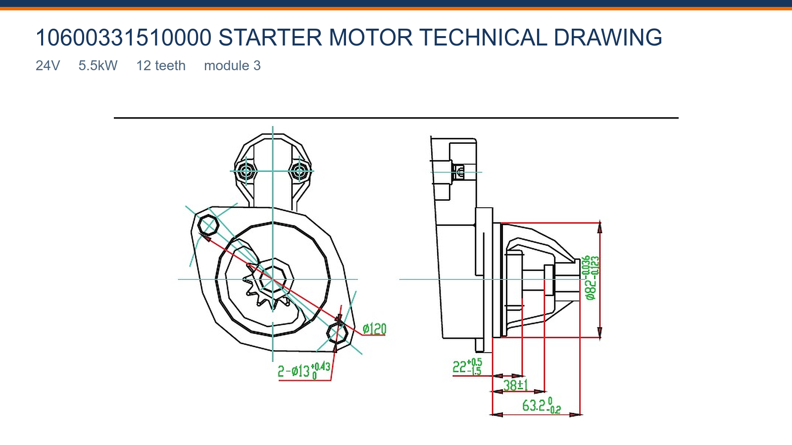 10600331510000 Changfa start&eacute;r technick&yacute; v&yacute;kres 24V 5,5kW 12T