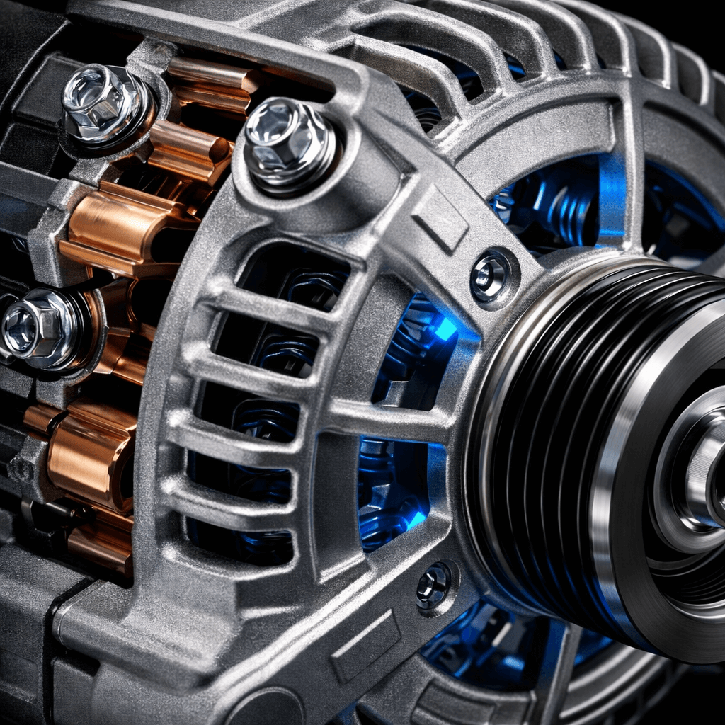 Heavy-duty alternator OEM supplier macro detail
