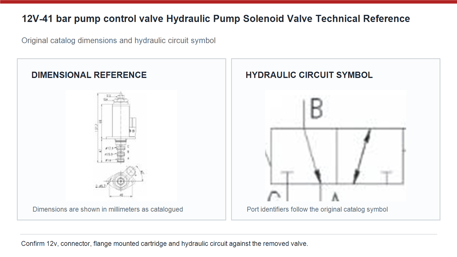 12V-41 bar pump control valve Kobelco hydraulic pump solenoid valve dimensions and hydraulic circuit diagram