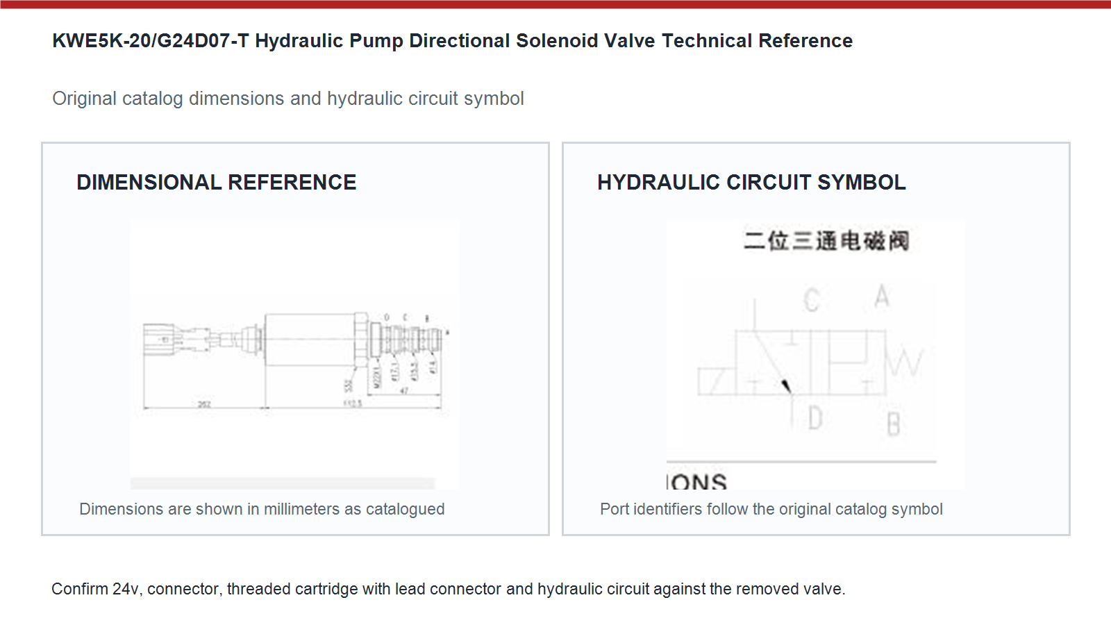 KWE5K-20/G24D07-T Kato hydraulic pump directional solenoid valve dimensions and hydraulic circuit diagram