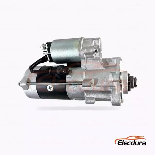 M8T77072 Mitsubishi og Isuzu 4JB1 startmotor, 12V 2,2kW 11 t&aelig;nder, bagfra terminalvisning