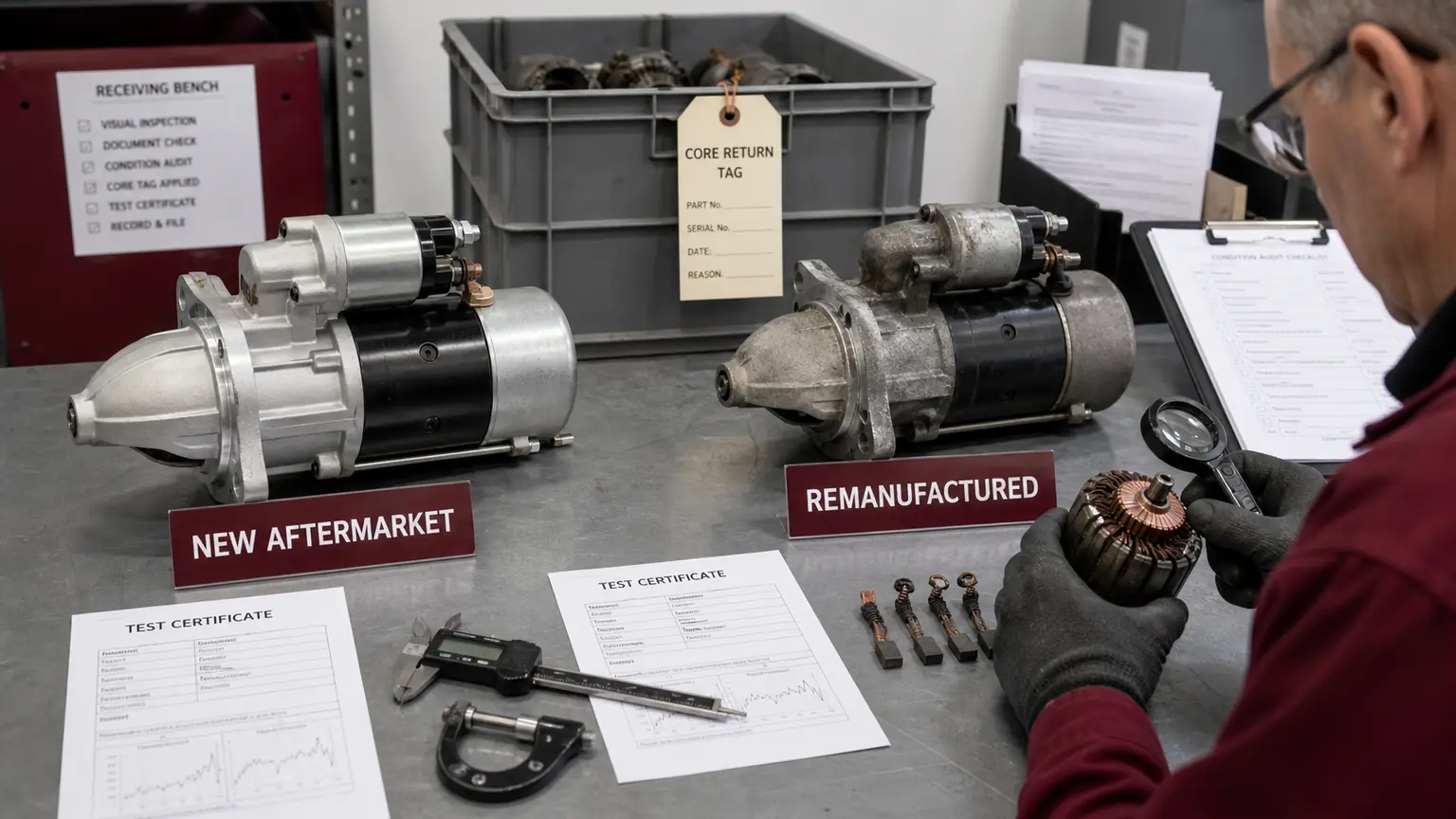 New aftermarket and remanufactured heavy-duty starters under declared-condition audit