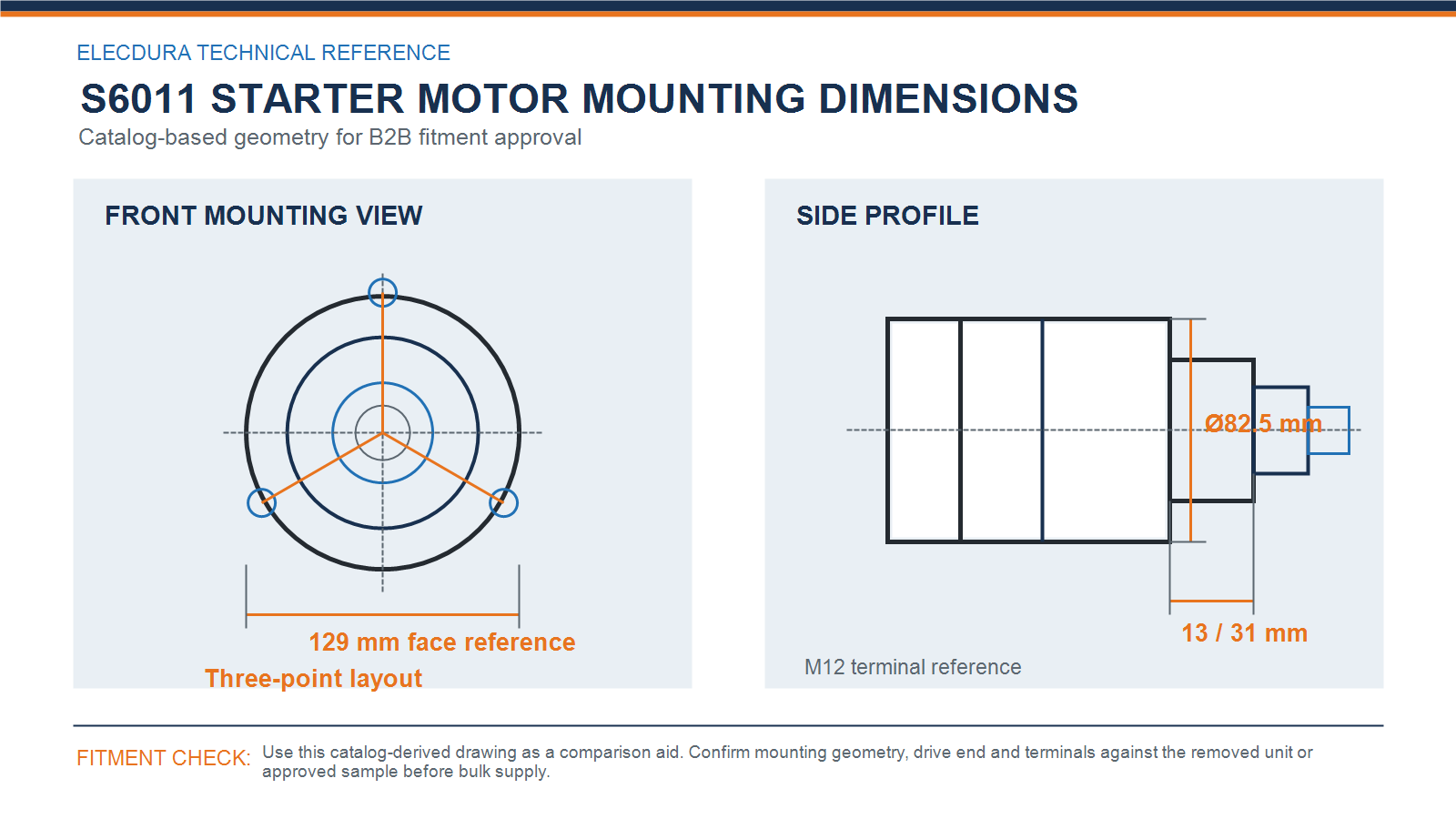 S6011 starter motor mounting dimensions for Toyota 1KZ-T and J12 diesel applications wholesale fitment