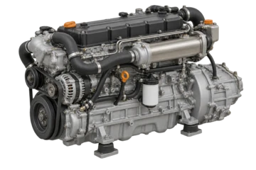 Generic marine diesel engine in a clean CGI presentation